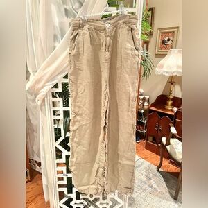 Zara tan Linen Trousers with pockets